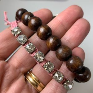 5/$25 wooden beads with pink string 2bracelet set